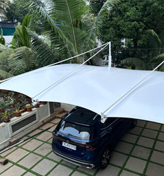 Steel and membrane tensile structure