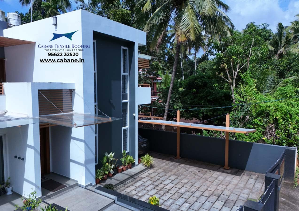 Residential tensile driveway canopy