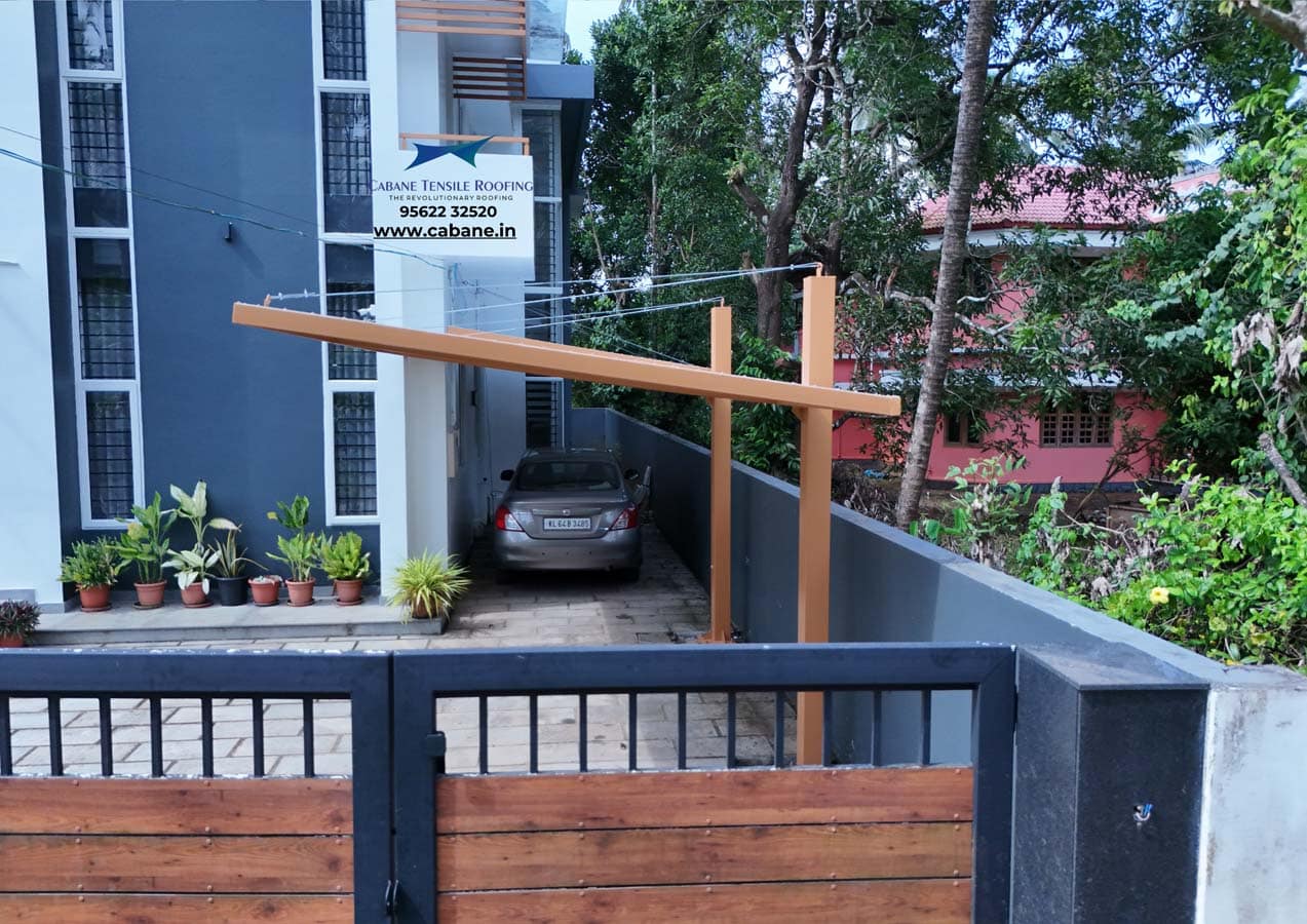 Car Porches tensile project 8 by Cabane Tensile Roofing